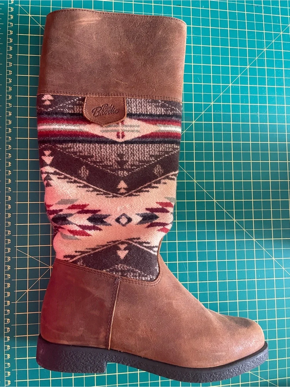 Brown Leather & Aztec Knit Mid-Calf (6) - Picture 8 of 15